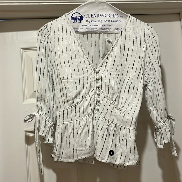 New Abercrombie & Fitch Top, Size S, White with Black Dots - Picture 1 of 5